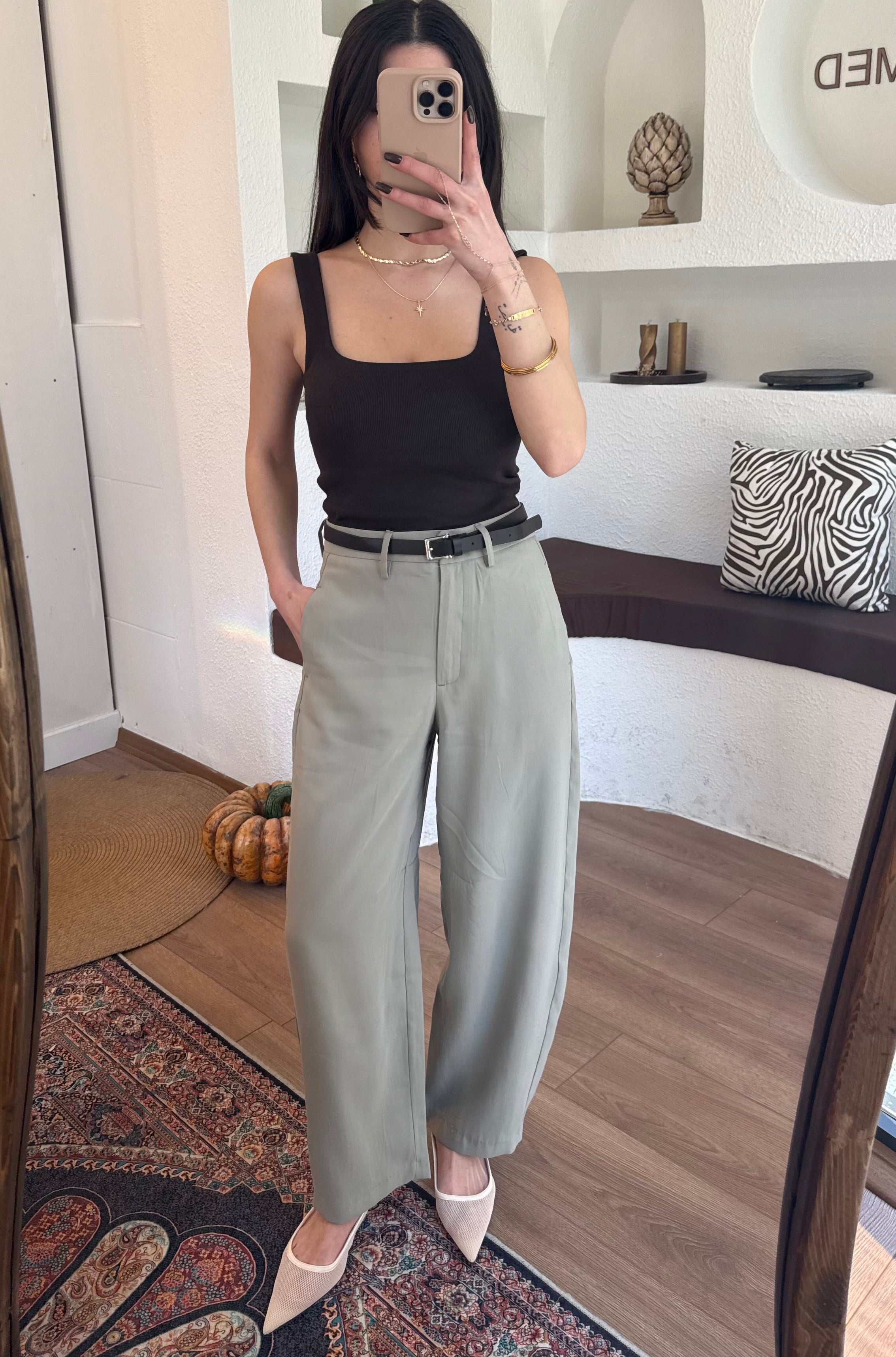 Rsrvd yeşil kemerli pantolon