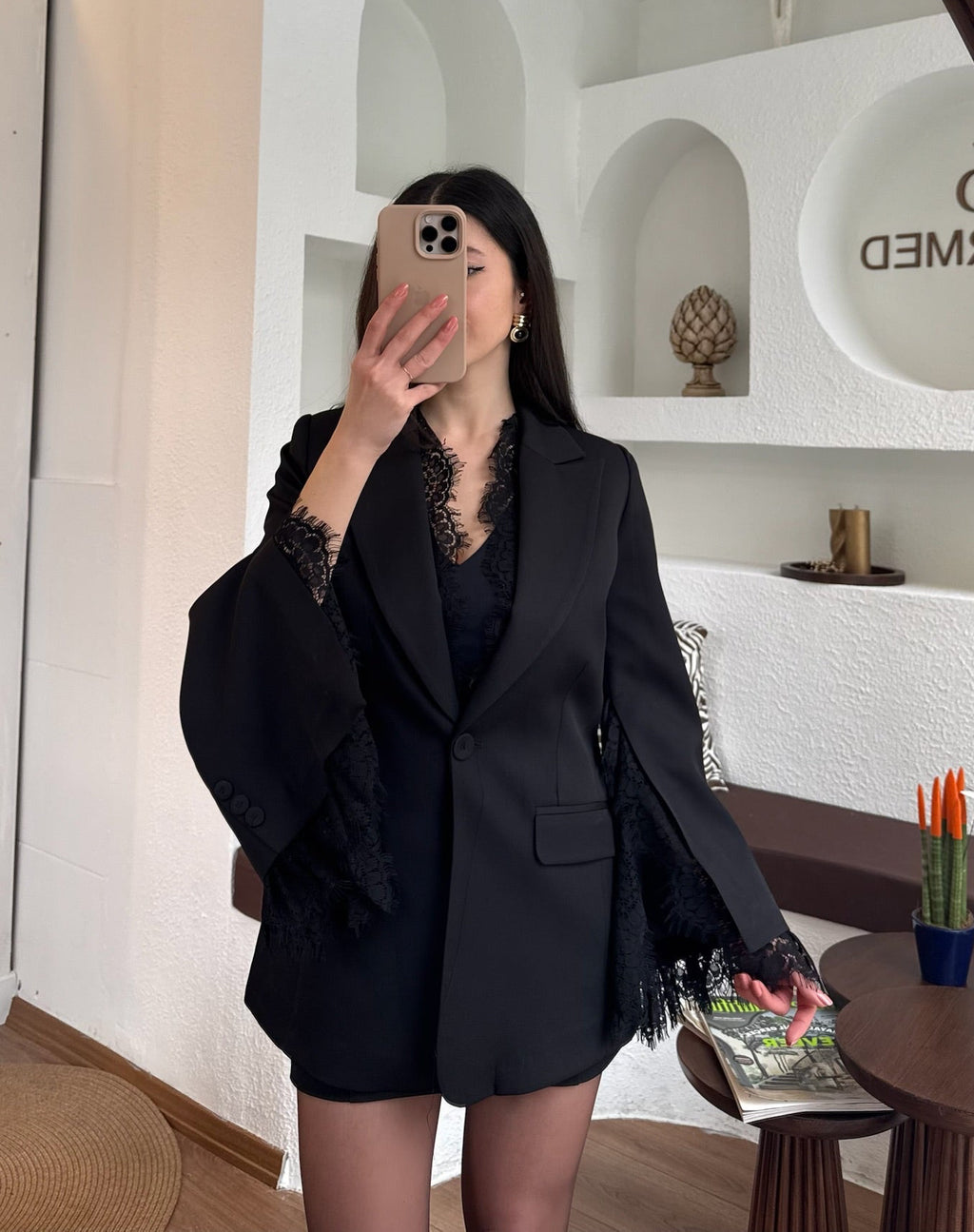 Dantel blazer ceket