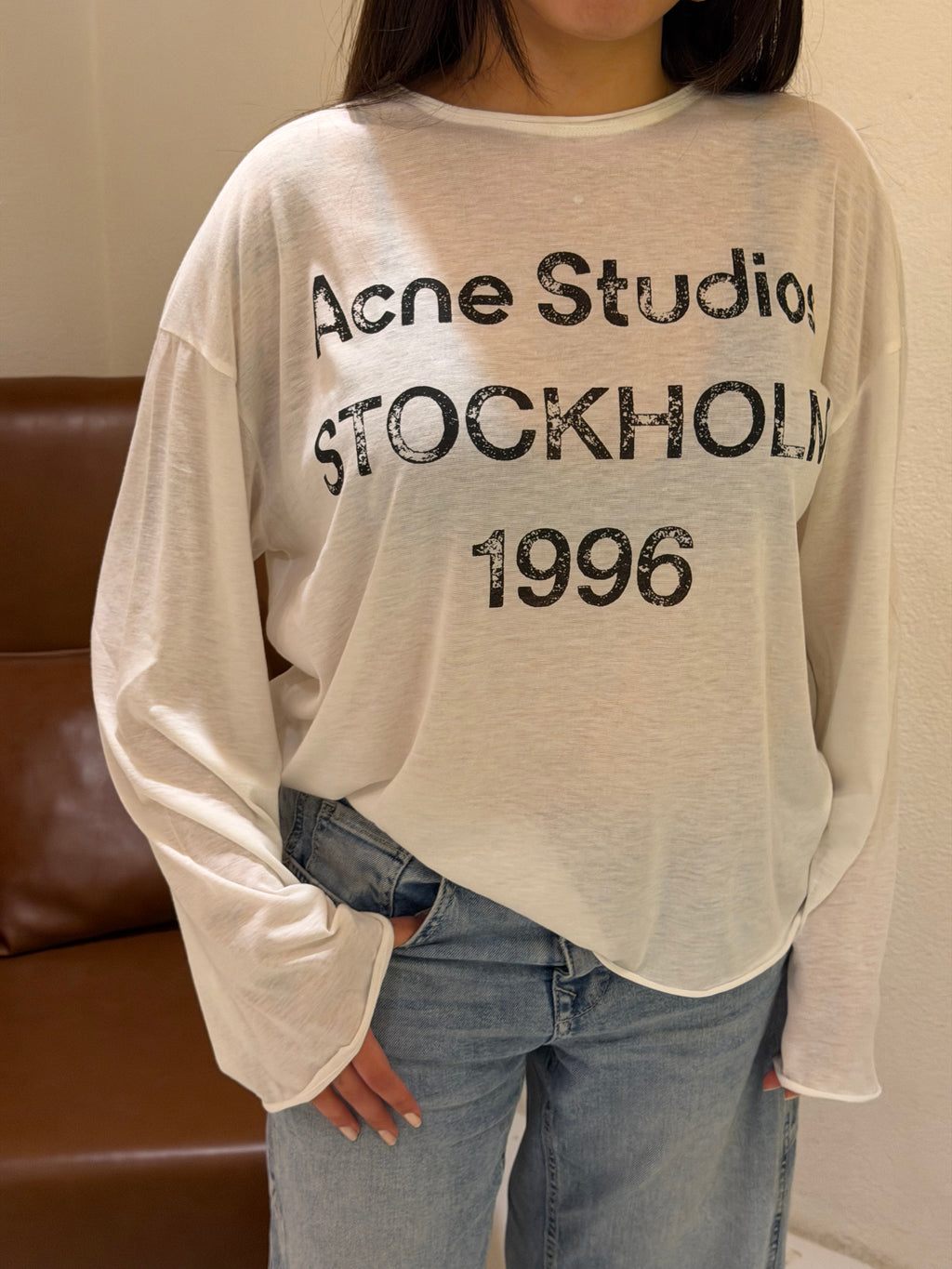 Acne studios baskılı oversize basic-Beyaz