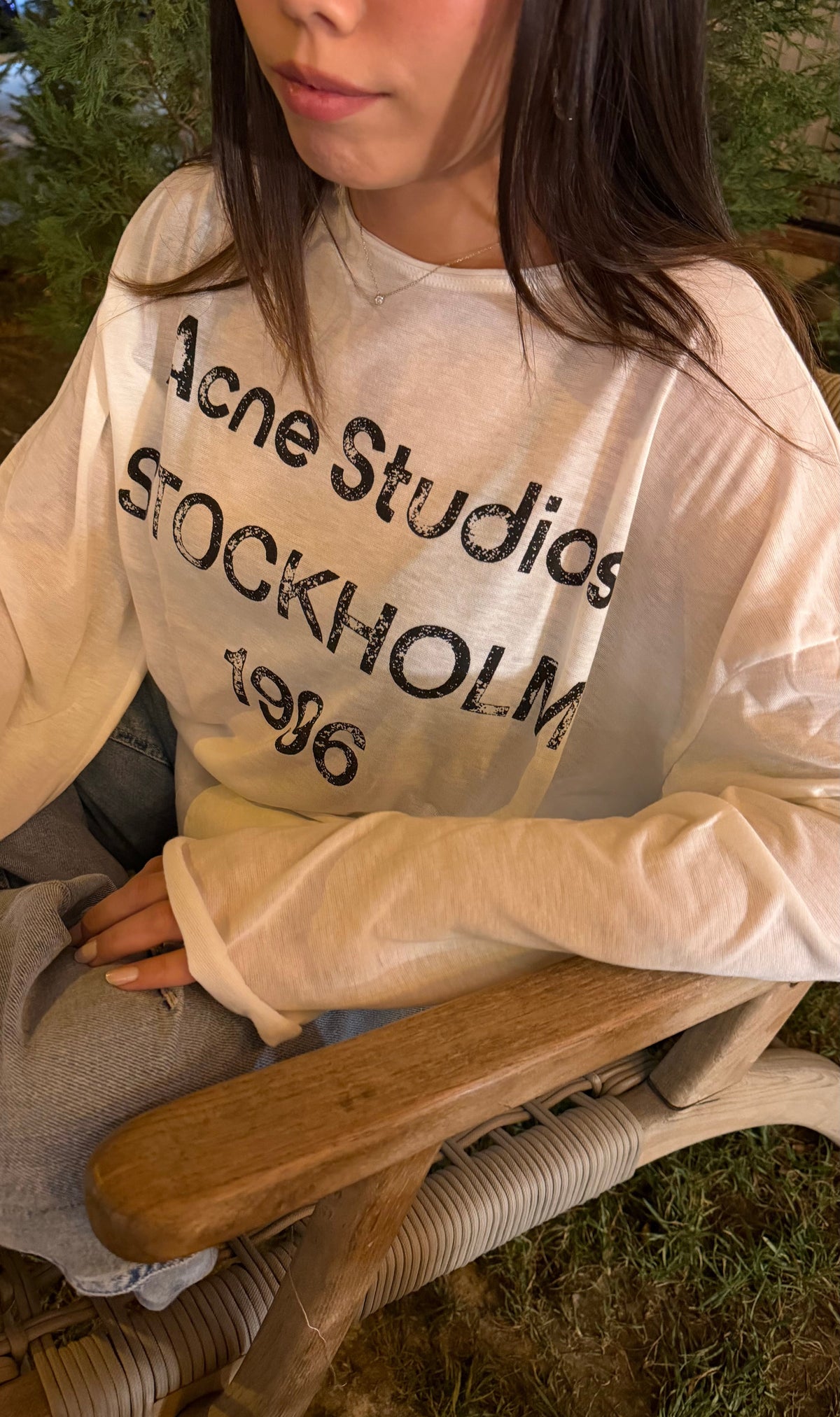 Acne studios baskılı oversize basic-Beyaz