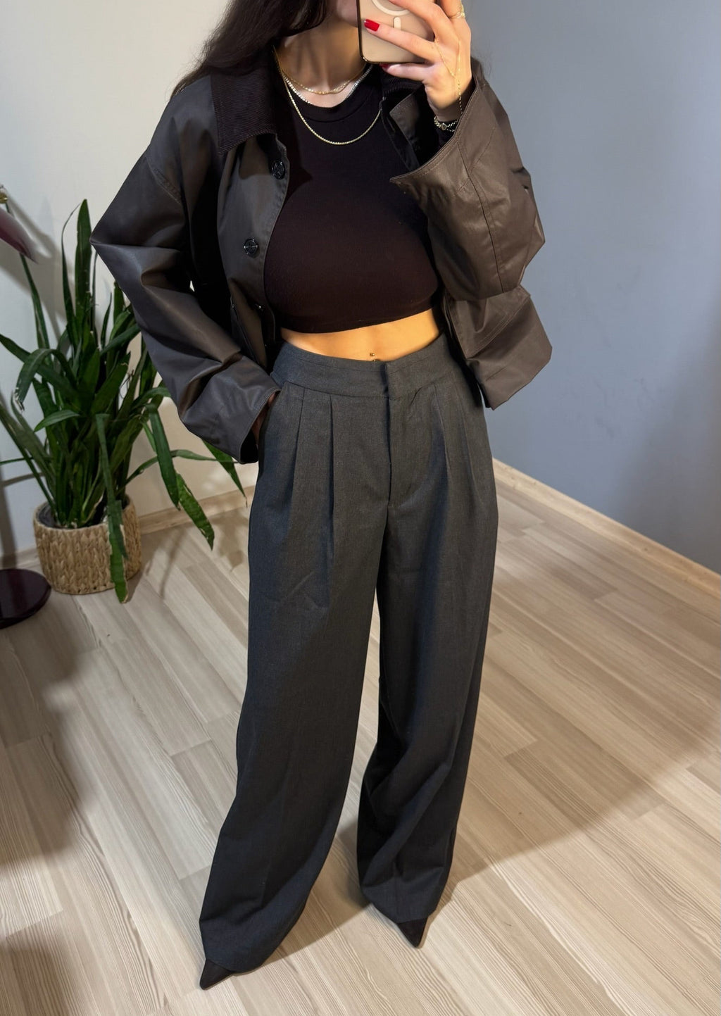 Antrasit palazzo pantolon