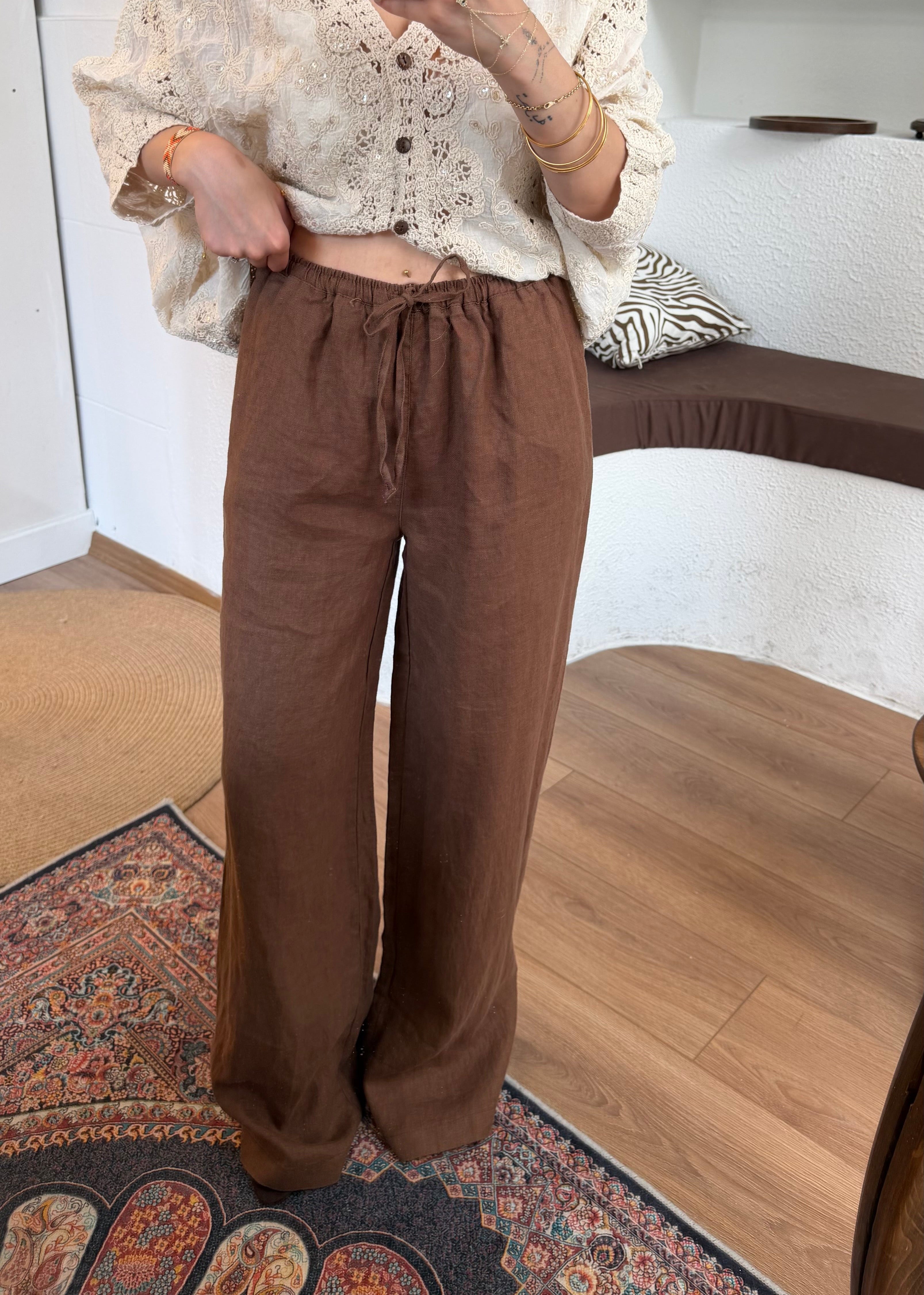 %100 keten massi model pantolon
