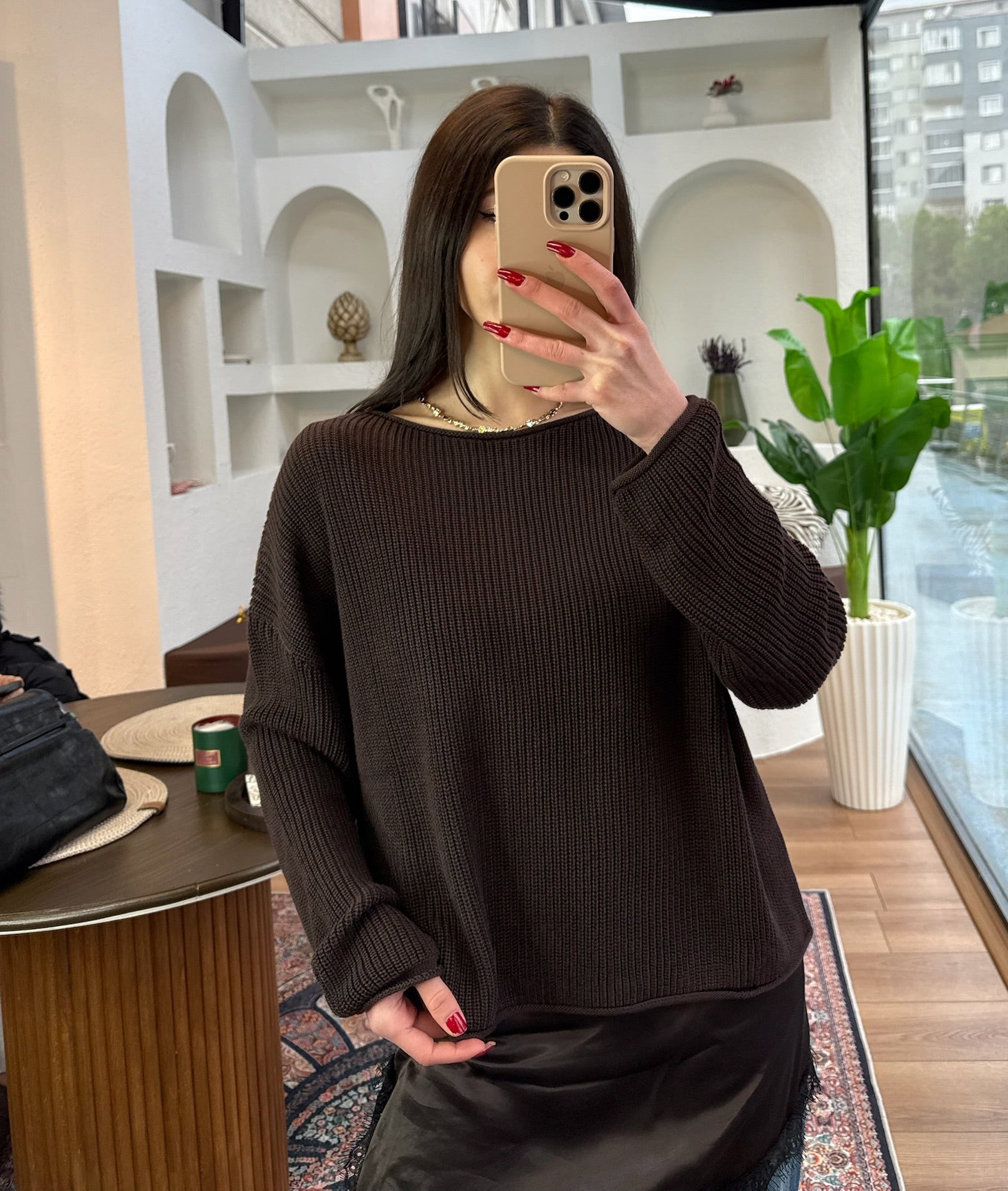 Acı kahve triko kazak