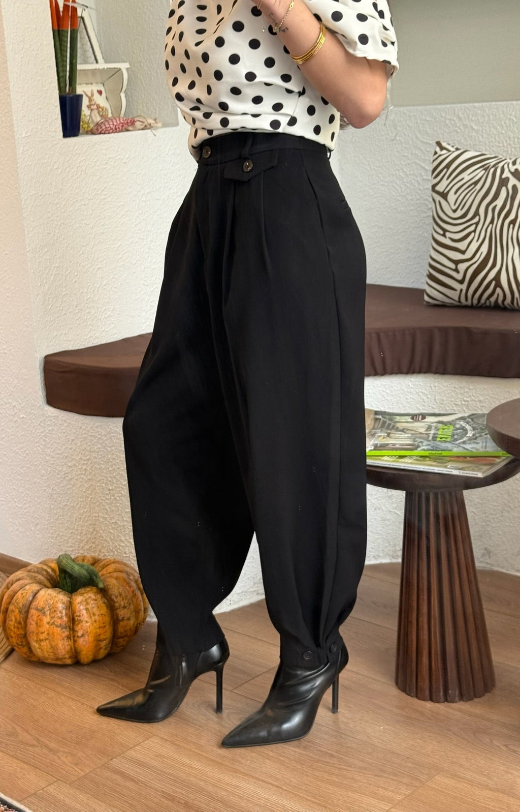 Siyah slouchy pantolon