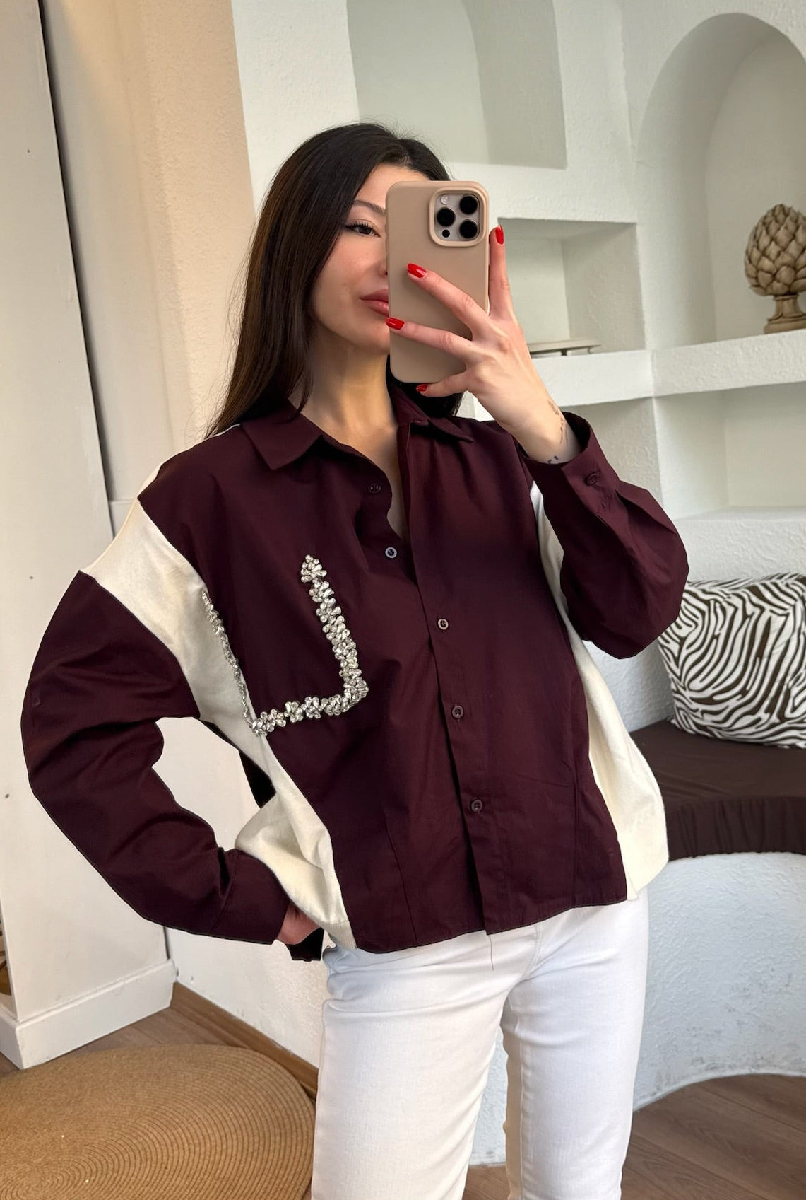 Twst model taşlı gömlek