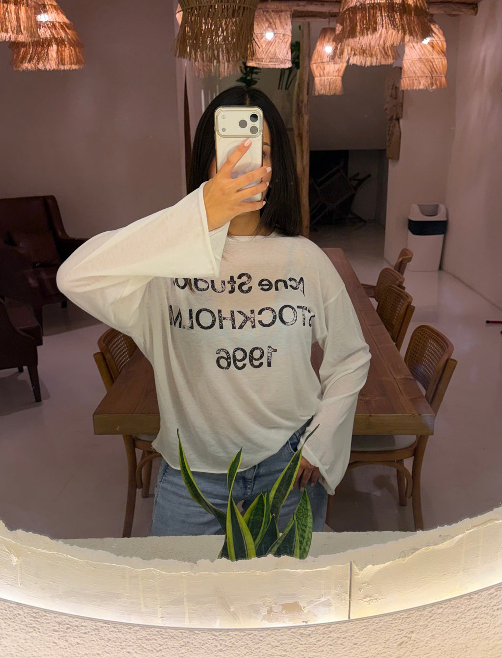 Acne studios baskılı oversize basic-Beyaz