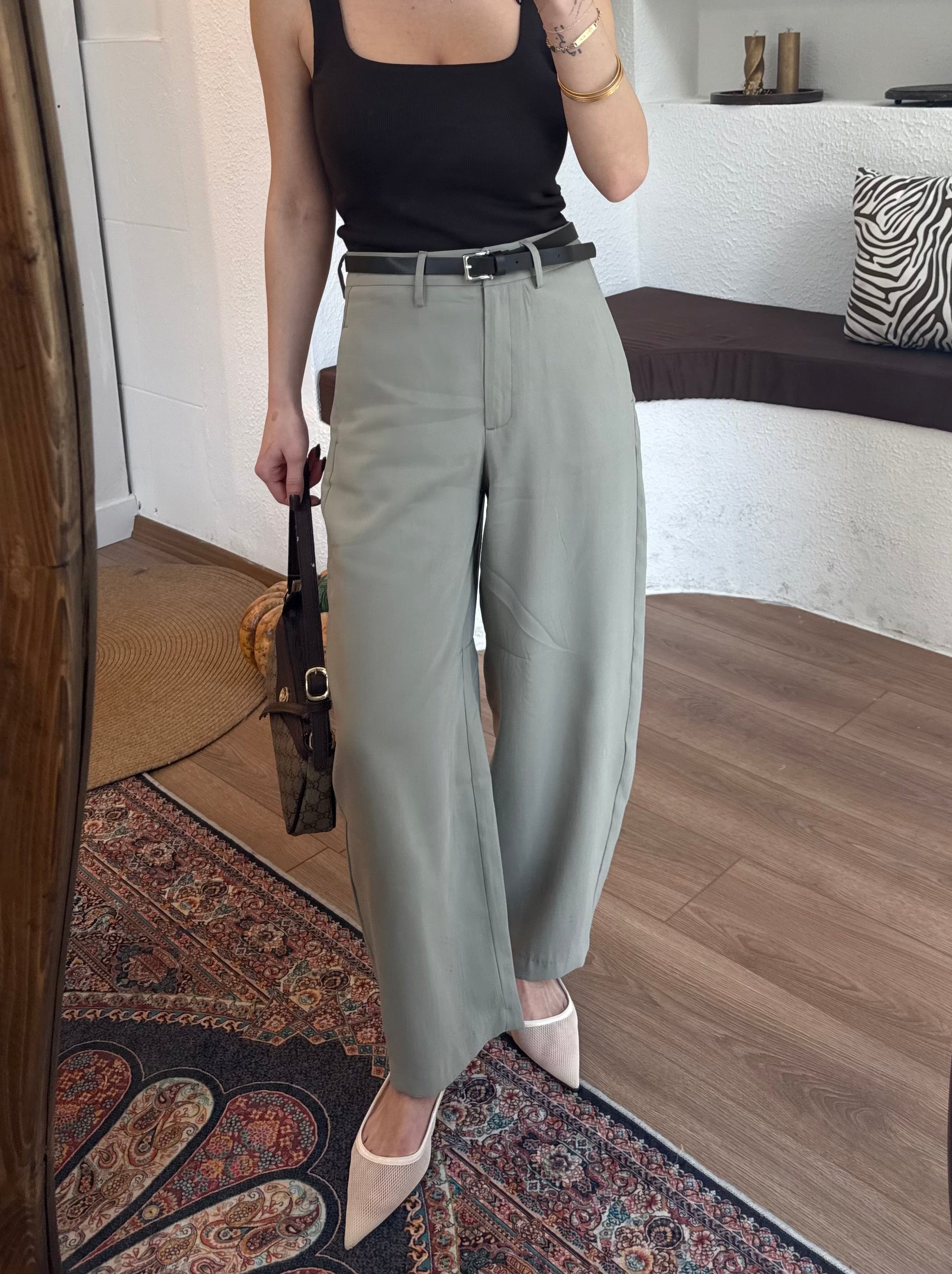 Rsrvd yeşil kemerli pantolon