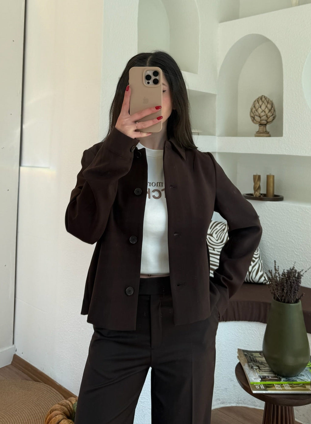 Acı kahve orta boy ceket