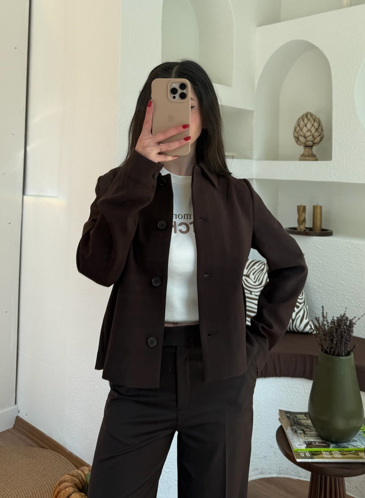 Acı kahve orta boy ceket