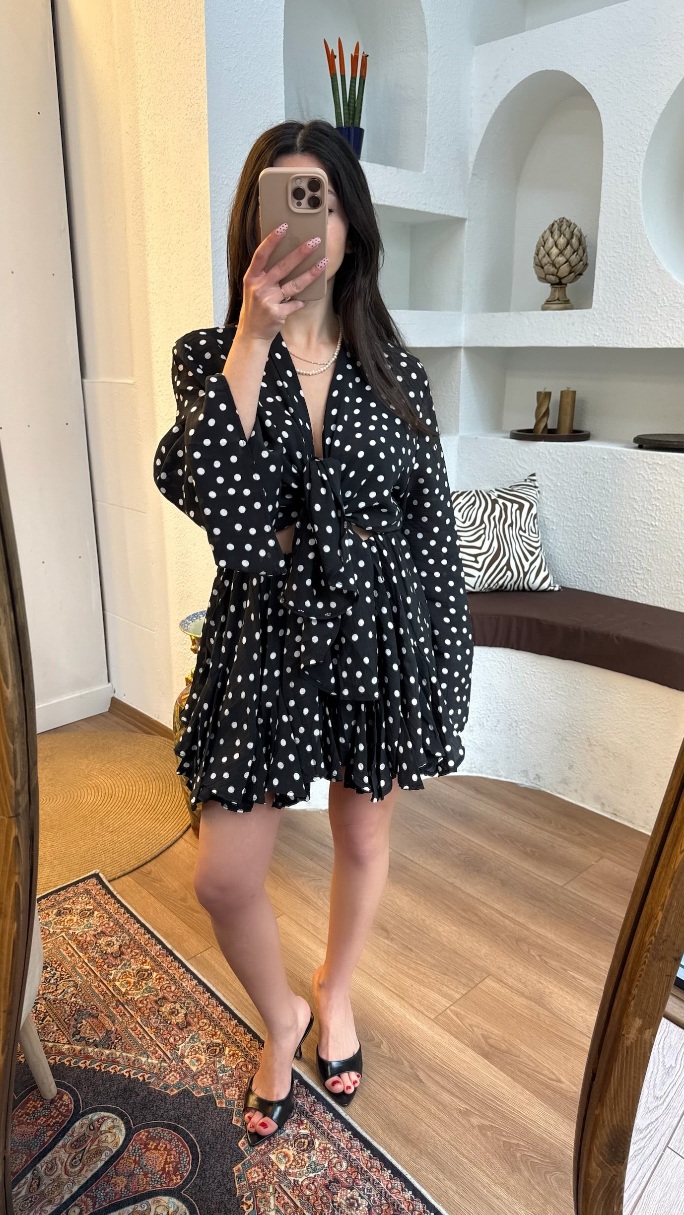 Puantiye kimono etek takım