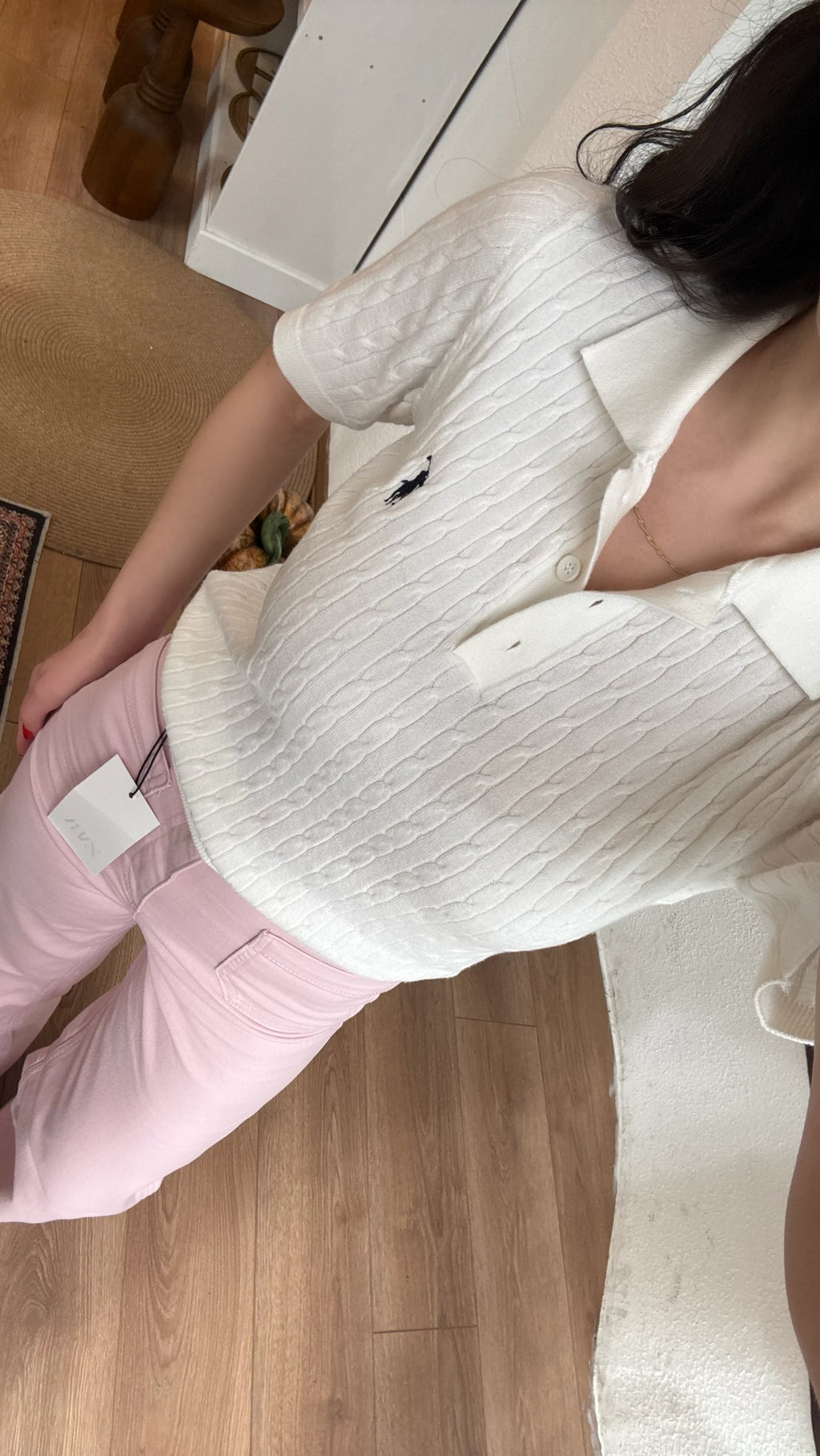 Rlph örgü polo yaka beyaz triko tişört