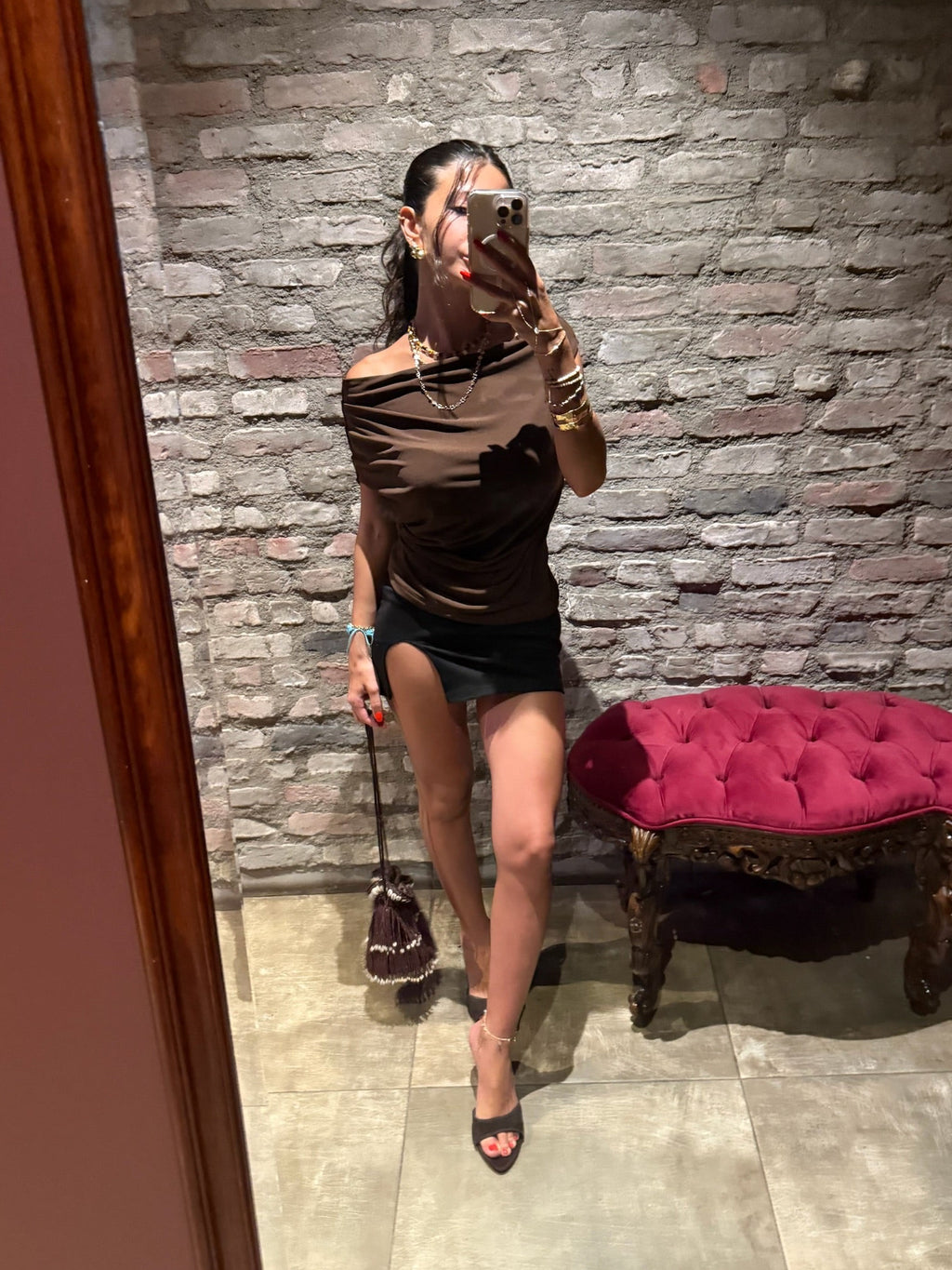 Costs kahve kayık bluz