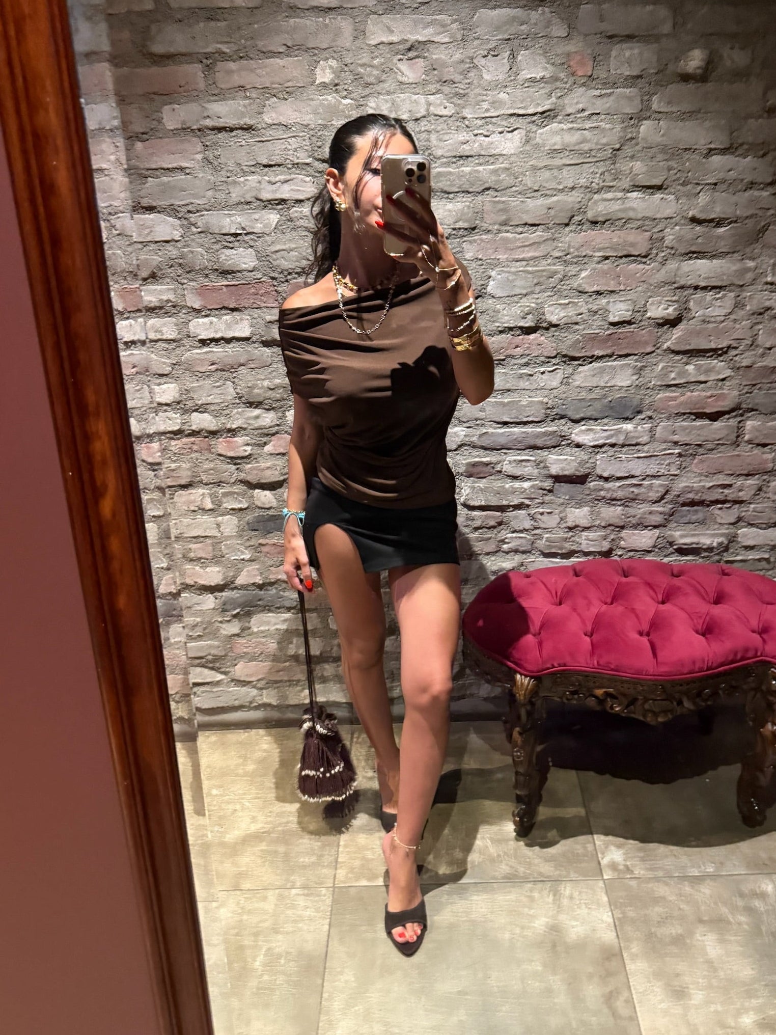 Costs kahve kayık bluz