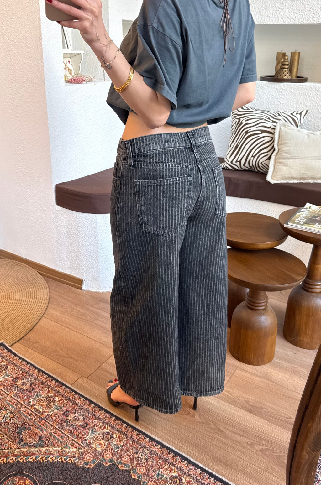 Zra marka çizgili jean