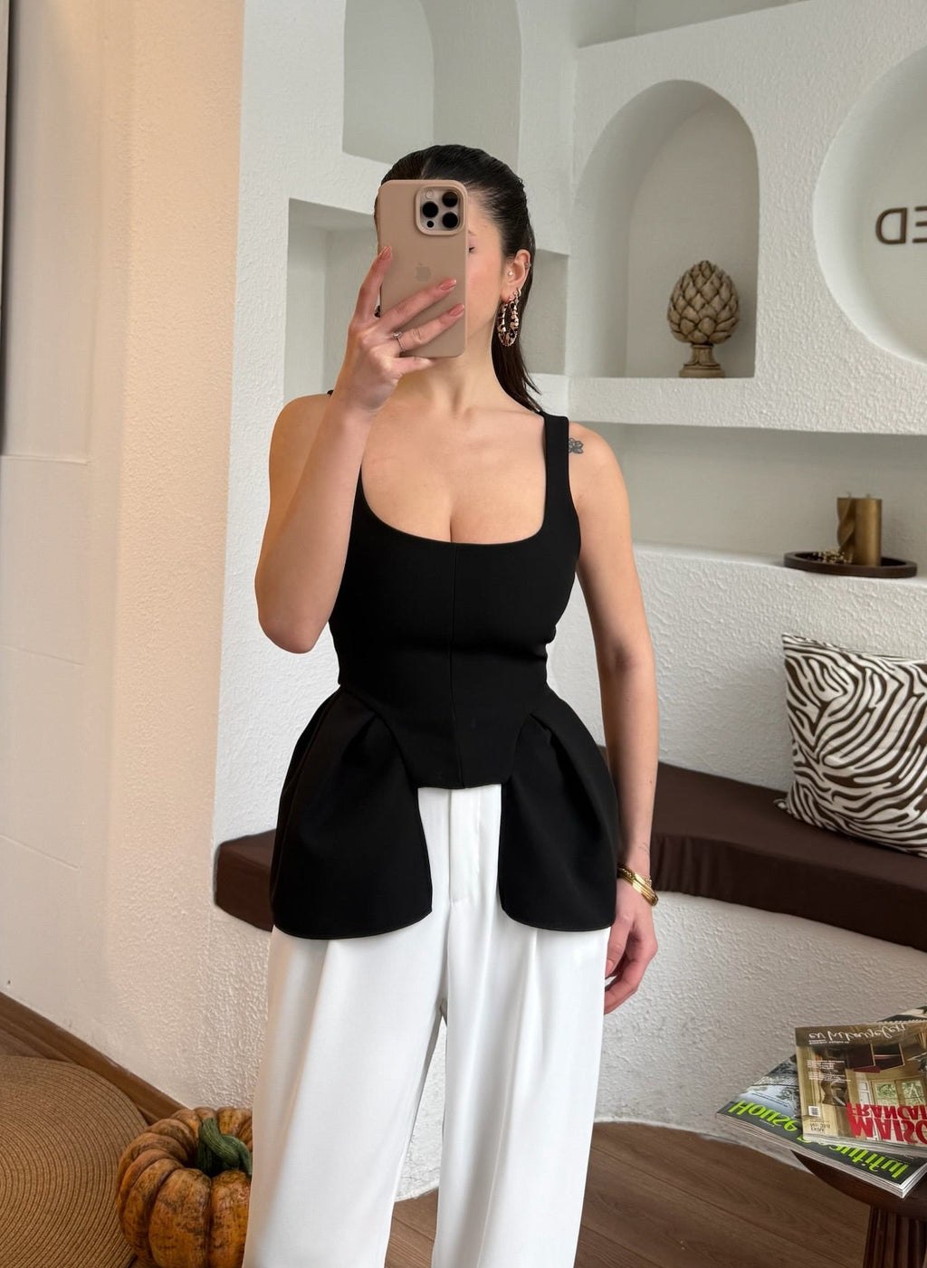 Siyah peplum top