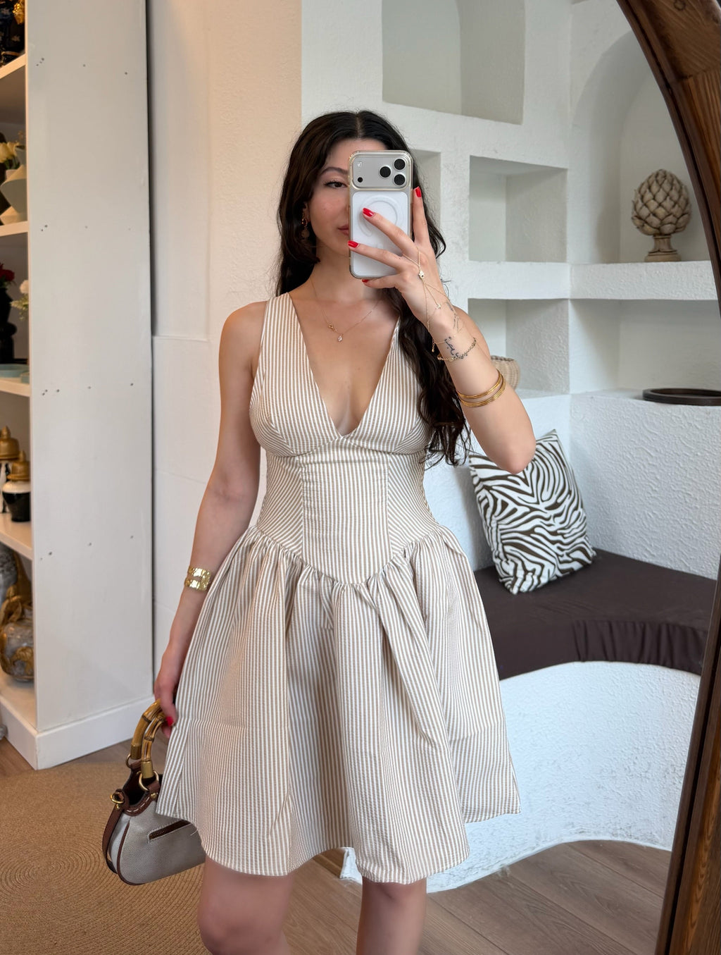 Çizgili mini elbise