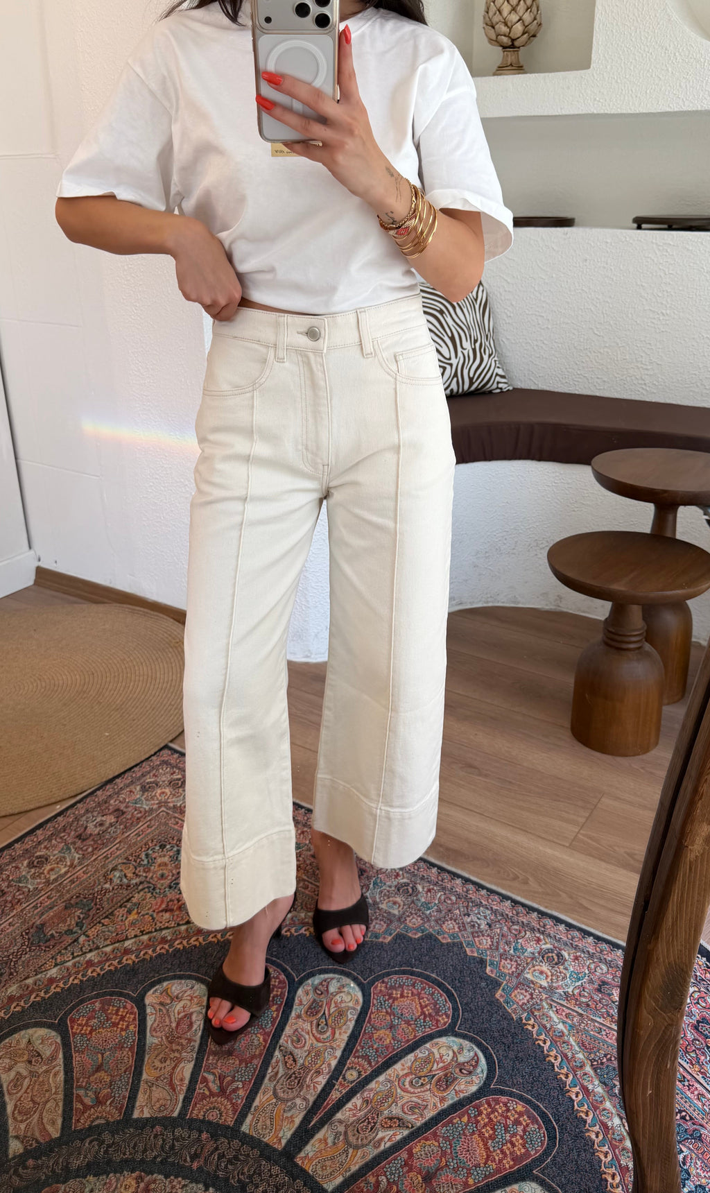 M.ango clouth wide leg ekru jean