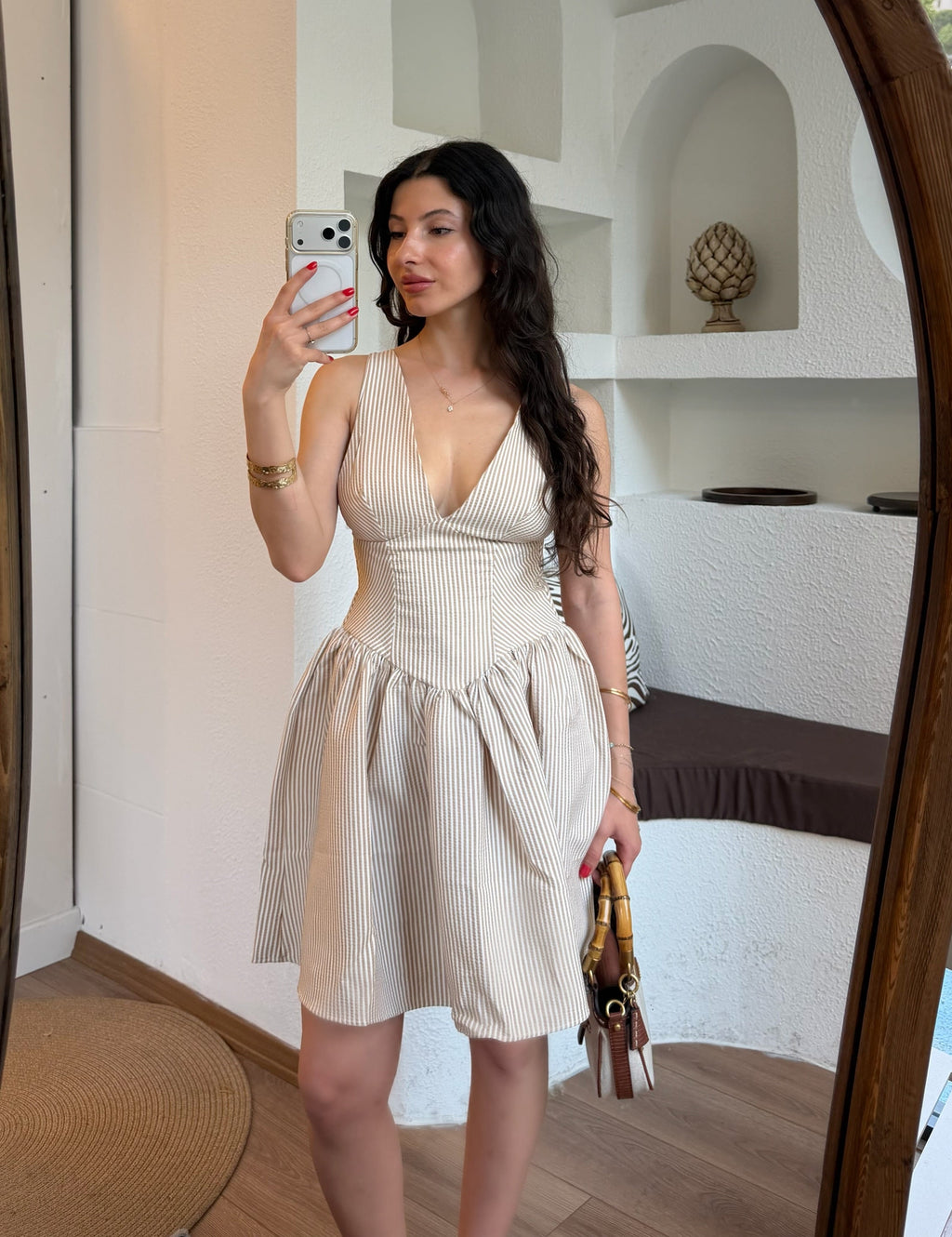 Çizgili mini elbise