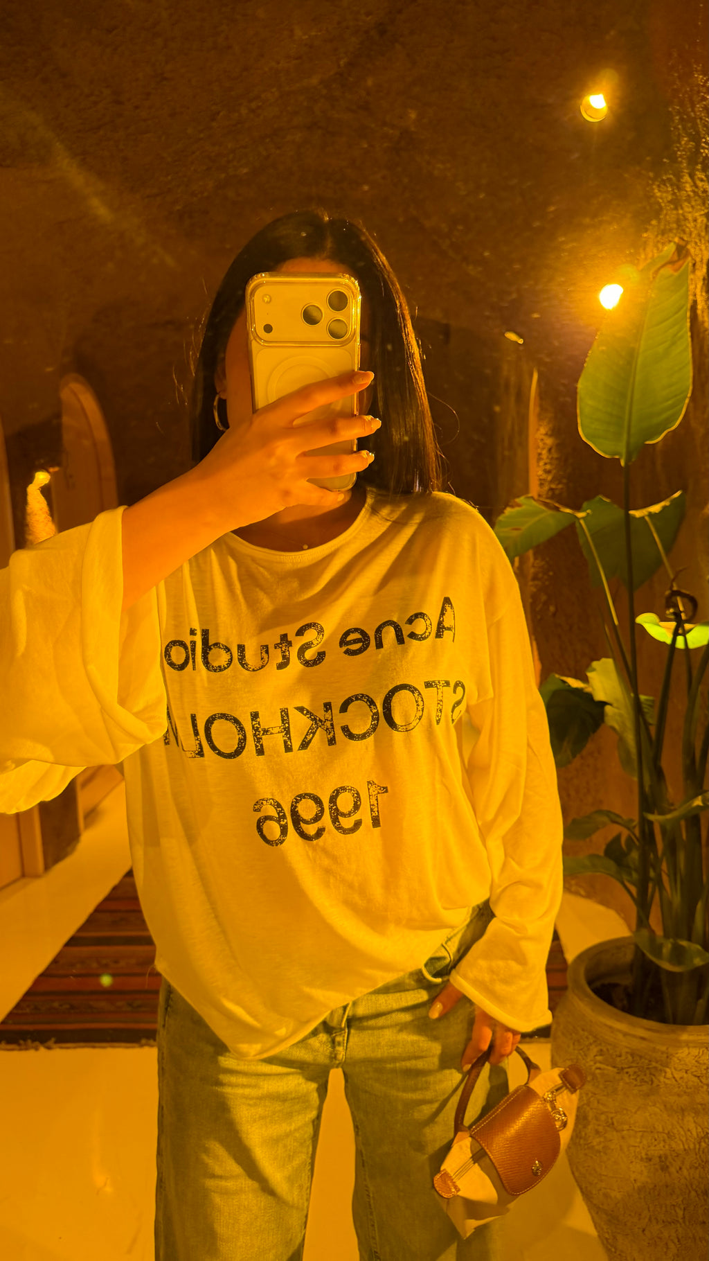 Acne studios baskılı oversize basic-Beyaz