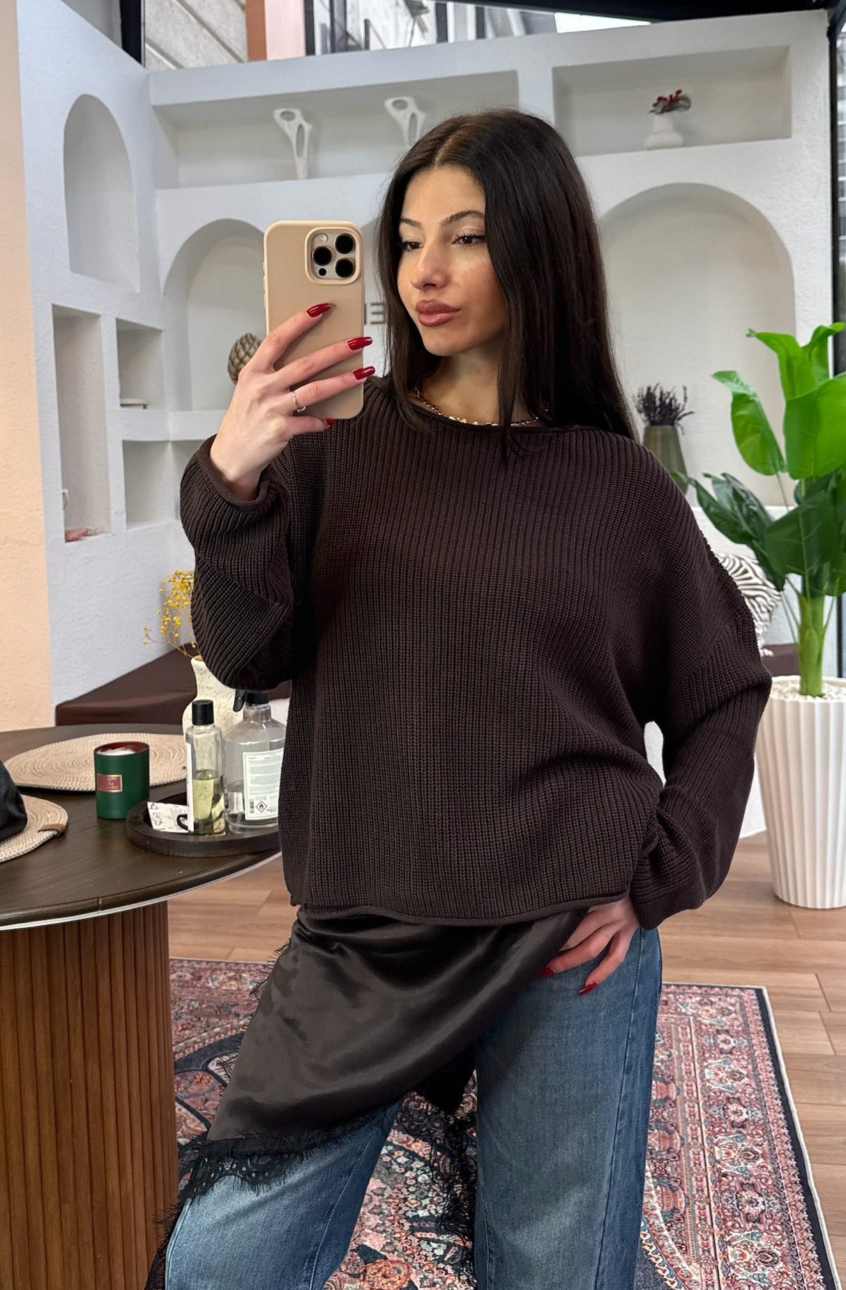 Acı kahve triko kazak