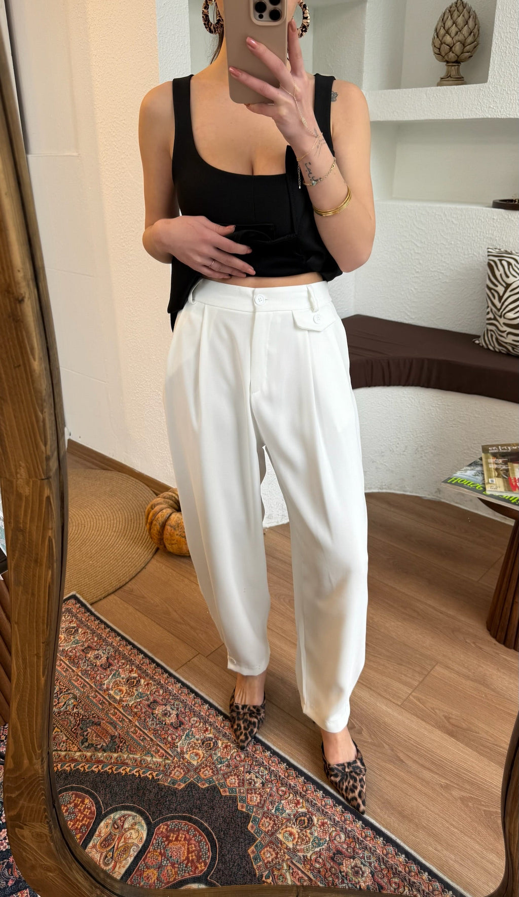 Slouchy beyaz pantolon