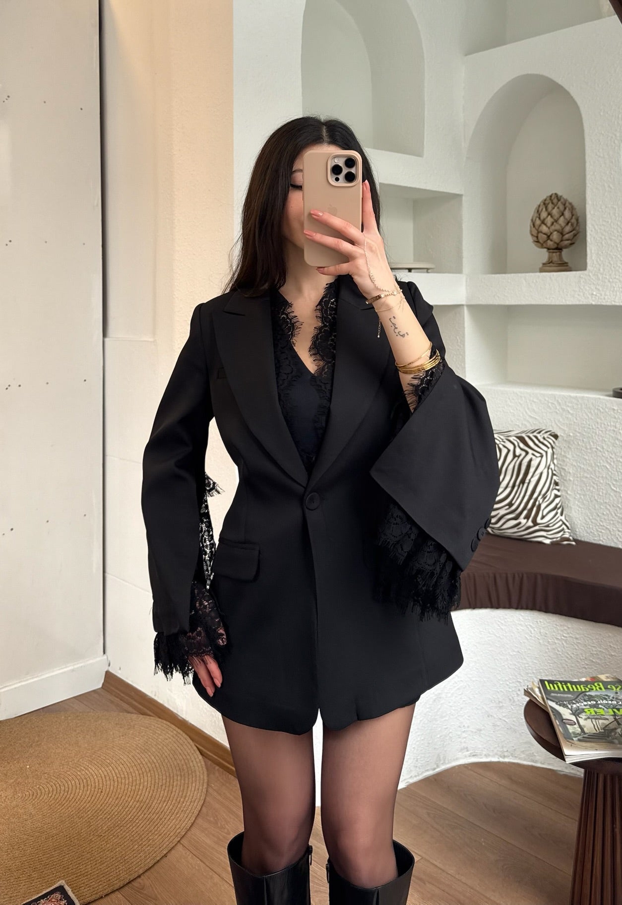 Dantel blazer ceket