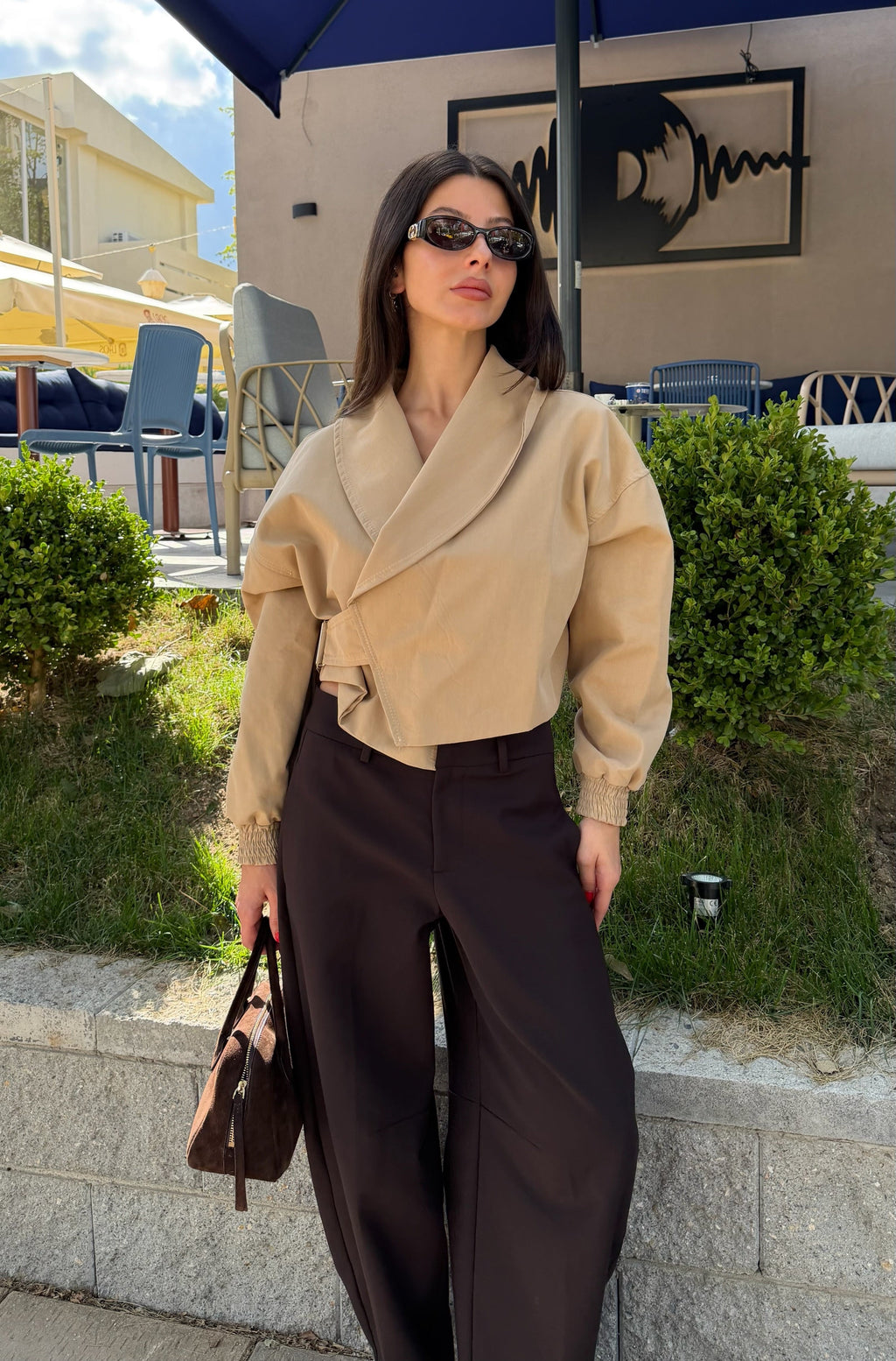 Barrel-leg pantolon-acı kahve