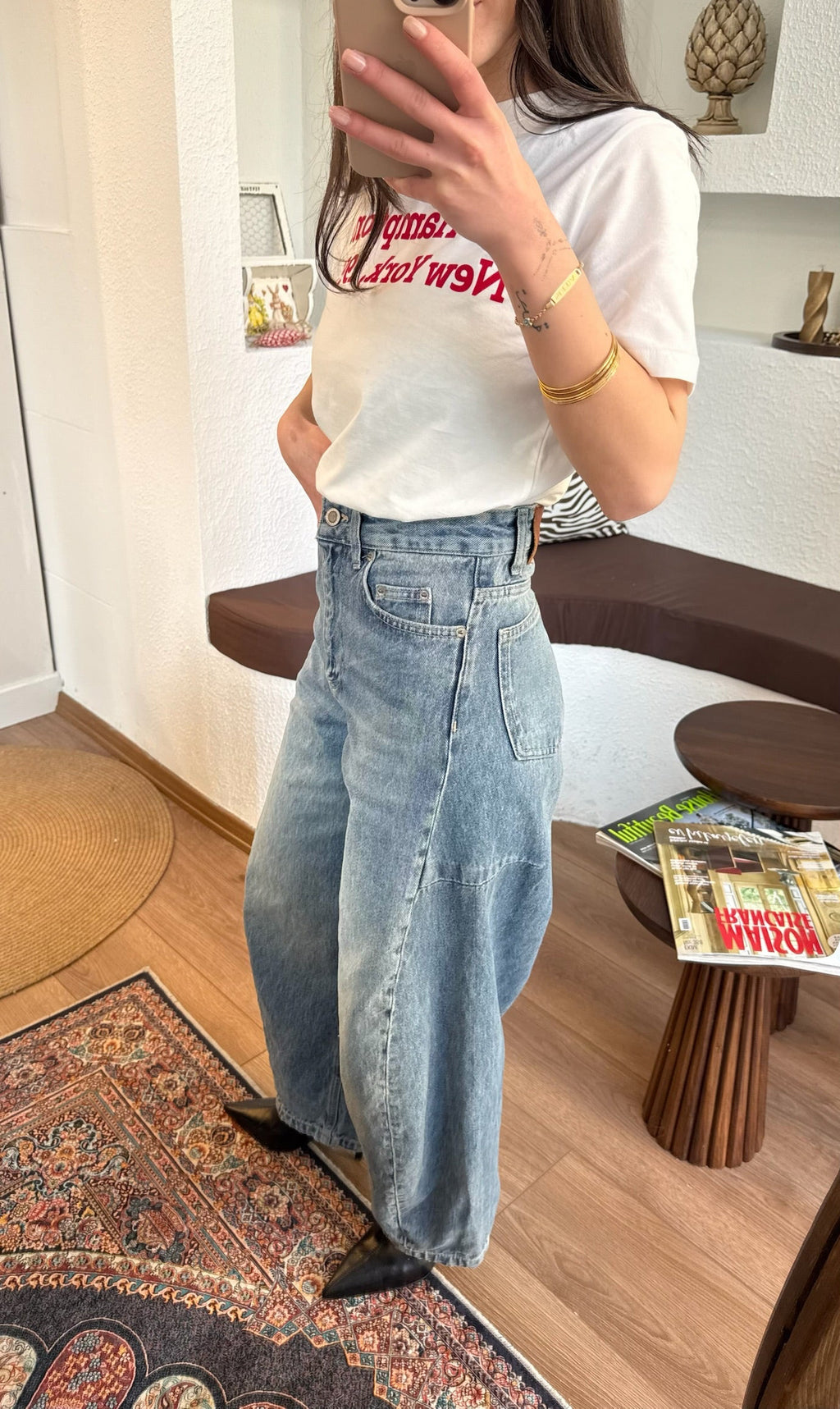 Zra barrel-leg high waist hean