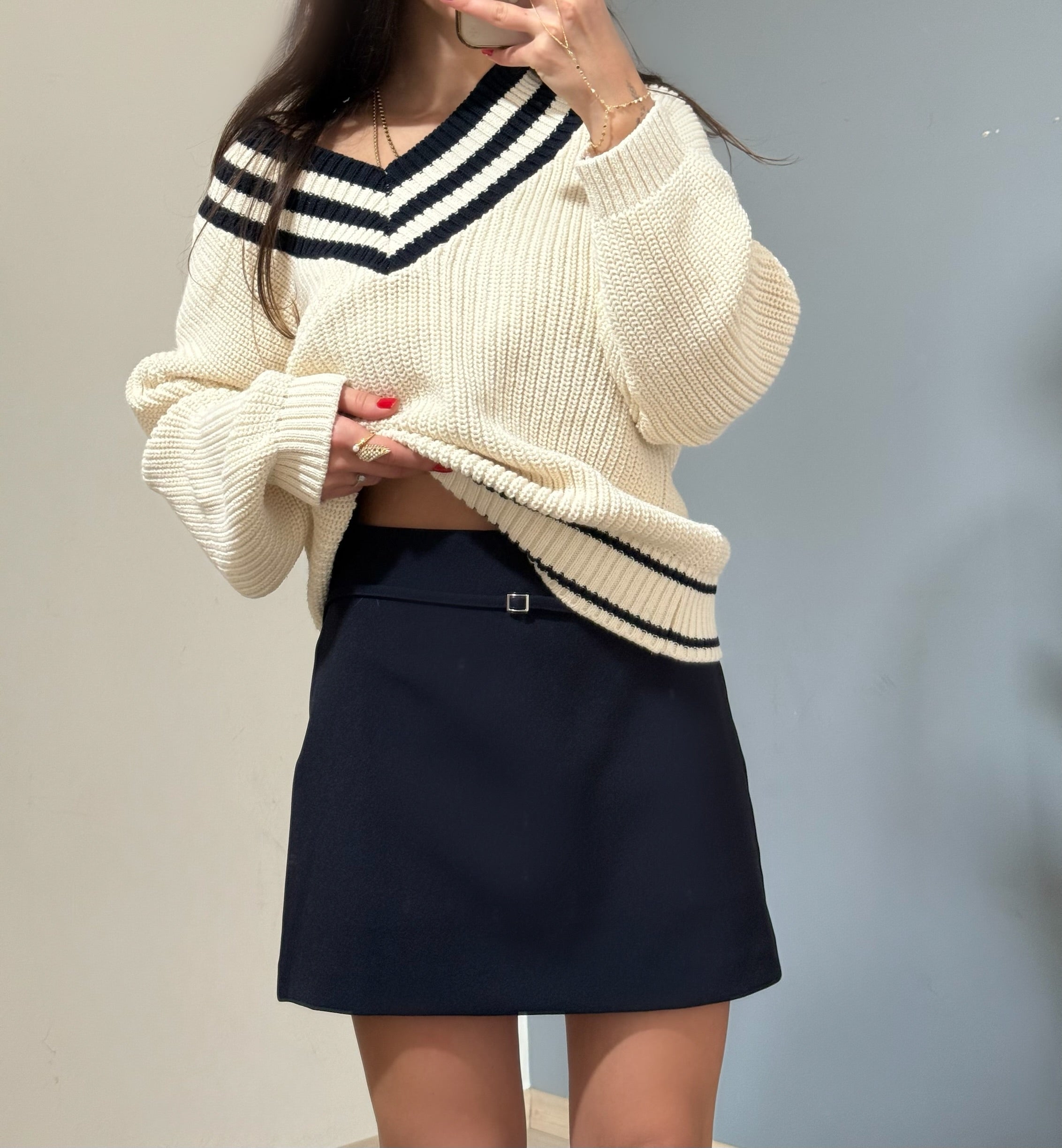 Kemerli içten şortlu şort etek