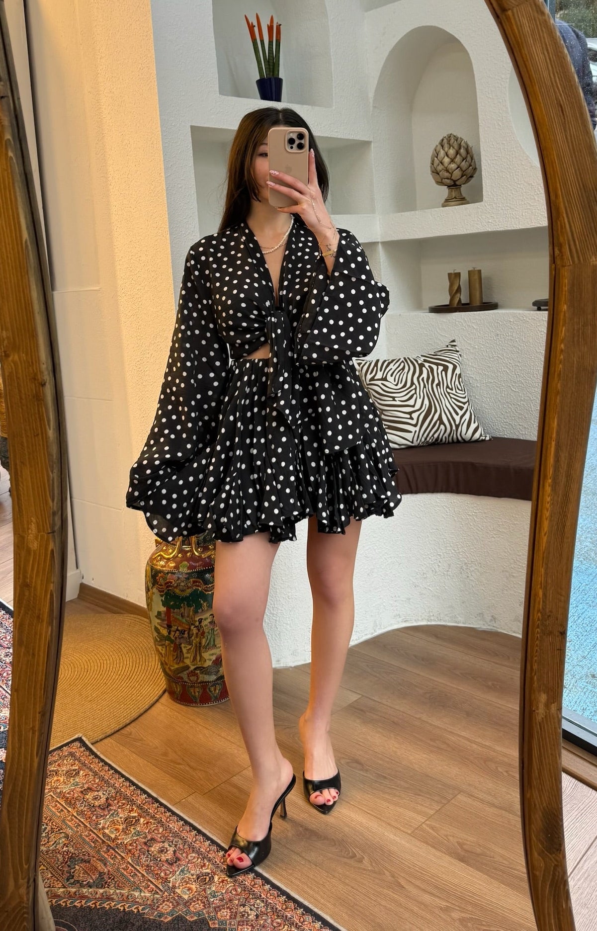 Puantiye kimono etek takım
