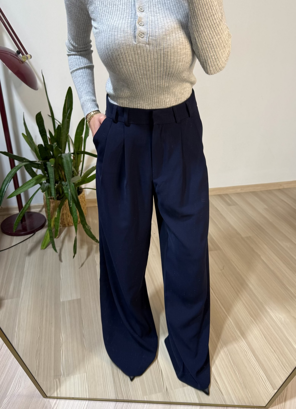 Lacivert krep kumaş pantolon