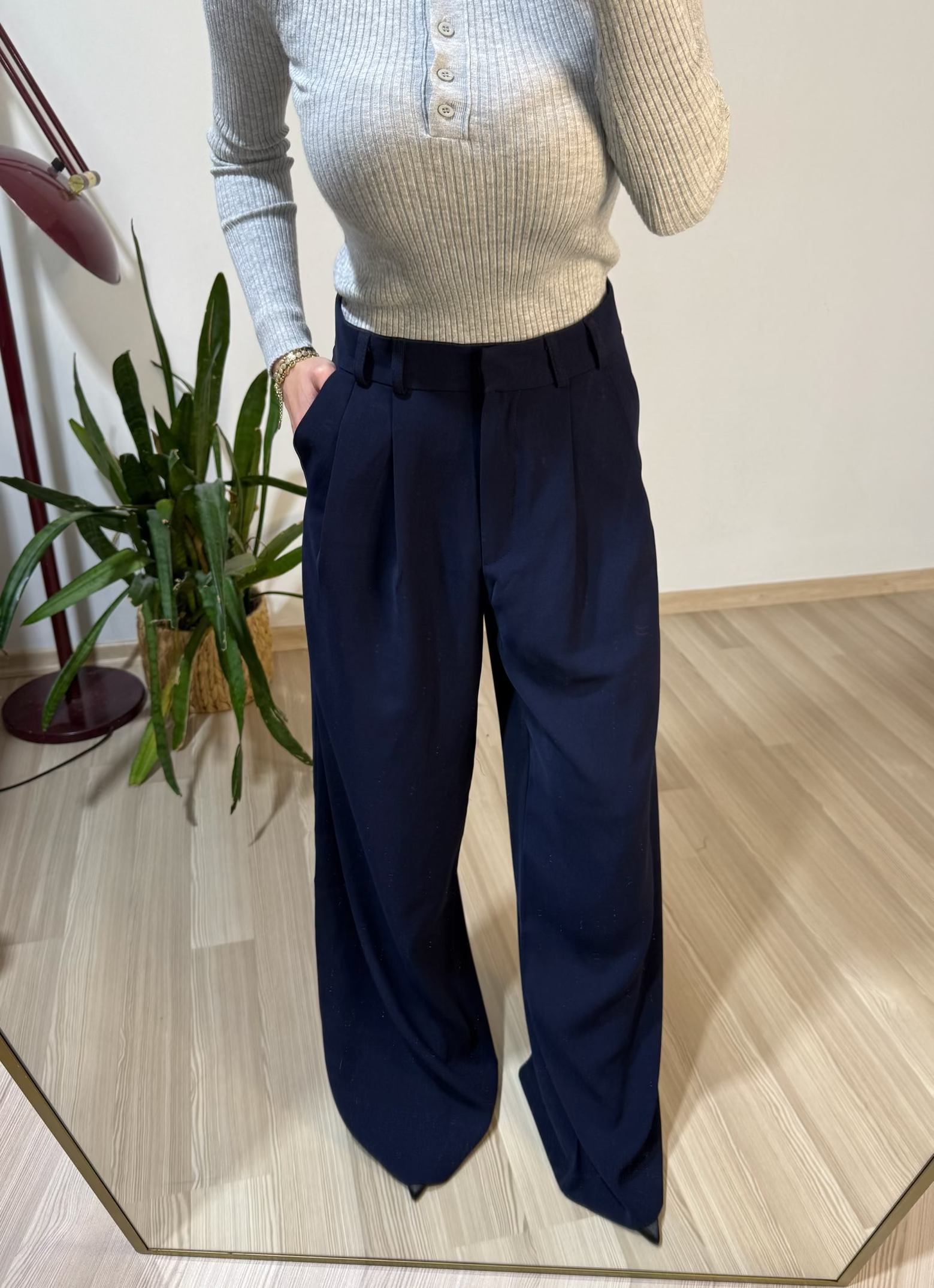 Lacivert krep kumaş pantolon