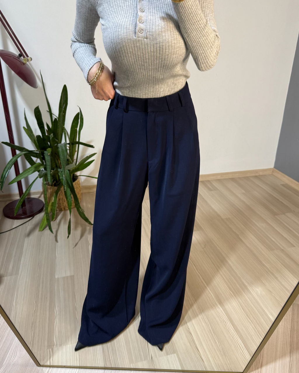 Lacivert krep kumaş pantolon