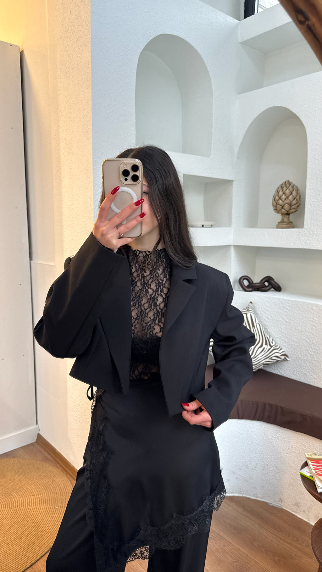 Siyah crop ceket
