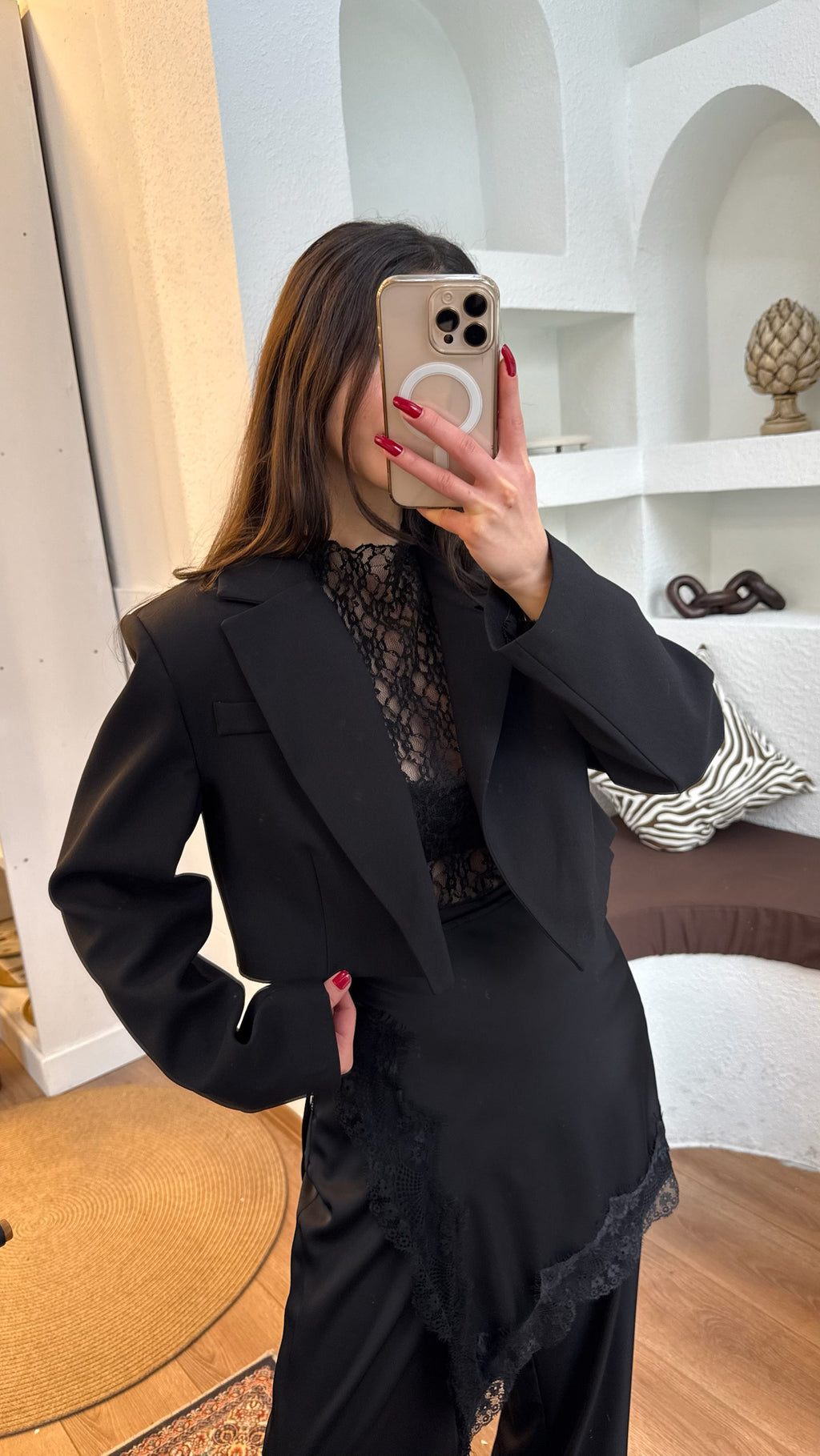 Siyah crop ceket