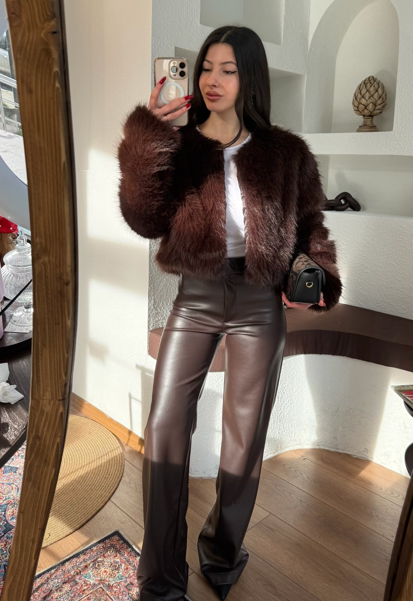 Acı kahve deri pantolon